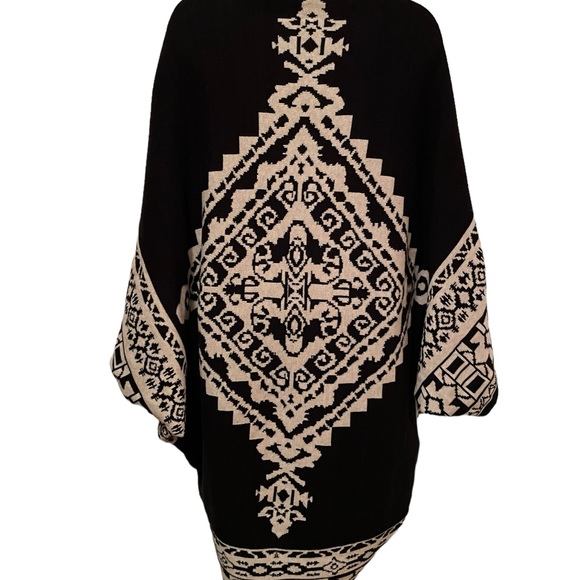 Unbranded Knit Cape Wrap Open Cardigan Aztec Print Reversible - Picture 4 of 8